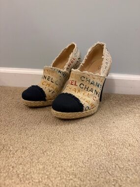 CHANEL Multicolor Graffiti Logo Espadrille with Cap Toe